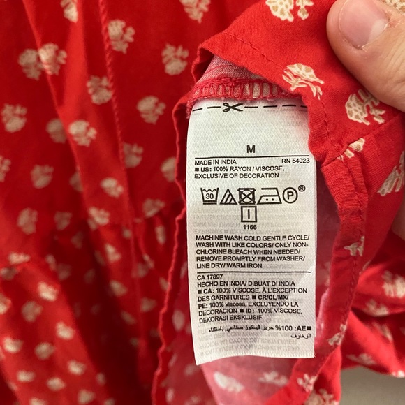 Red Patterned Blouse with Front Tassels - Picture 5 of 5